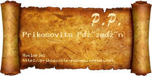 Prikosovits Pázmán névjegykártya